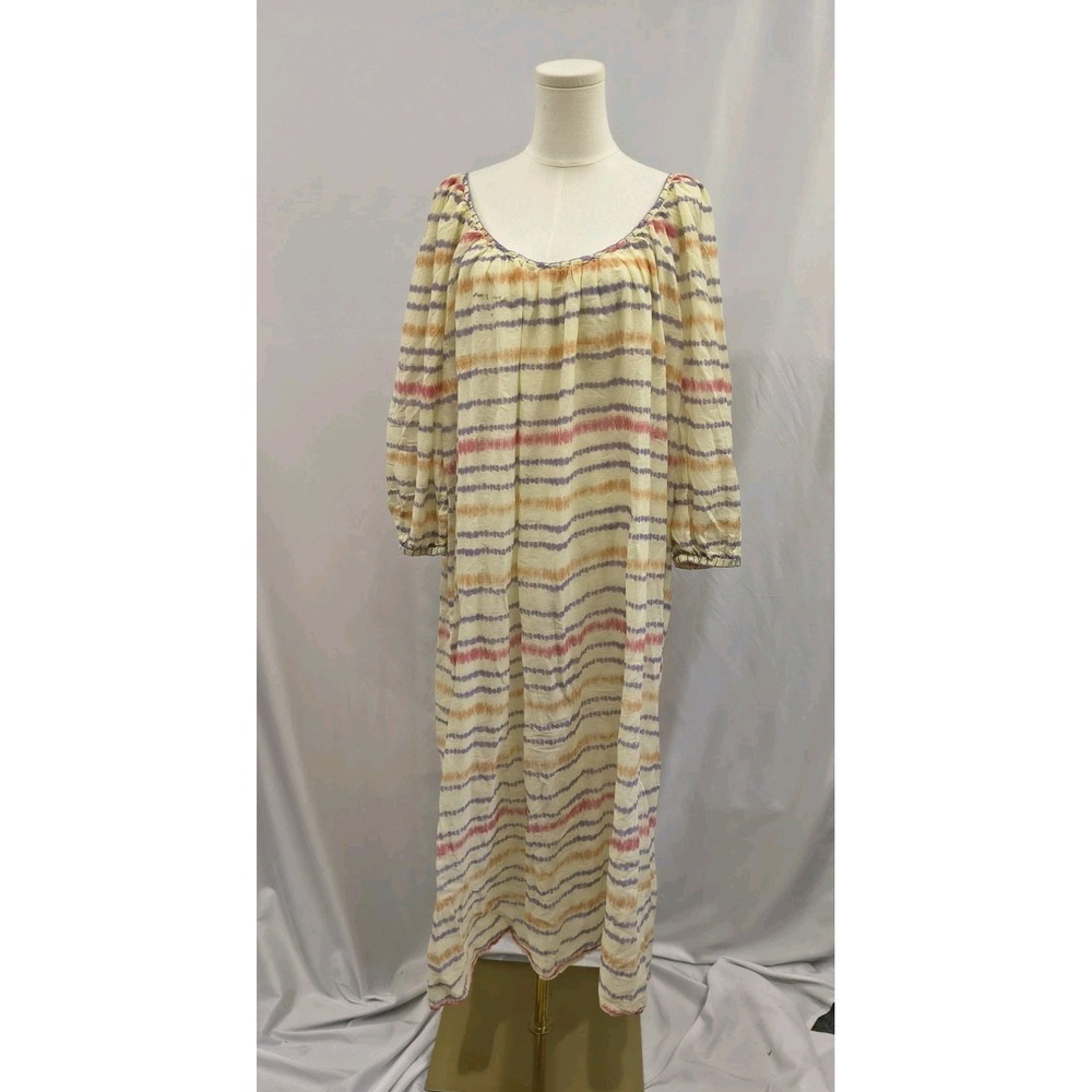 Zara Dress Oversize Fit Tie Dye Featherweight Cotton Stripe Resort Vacay Style S